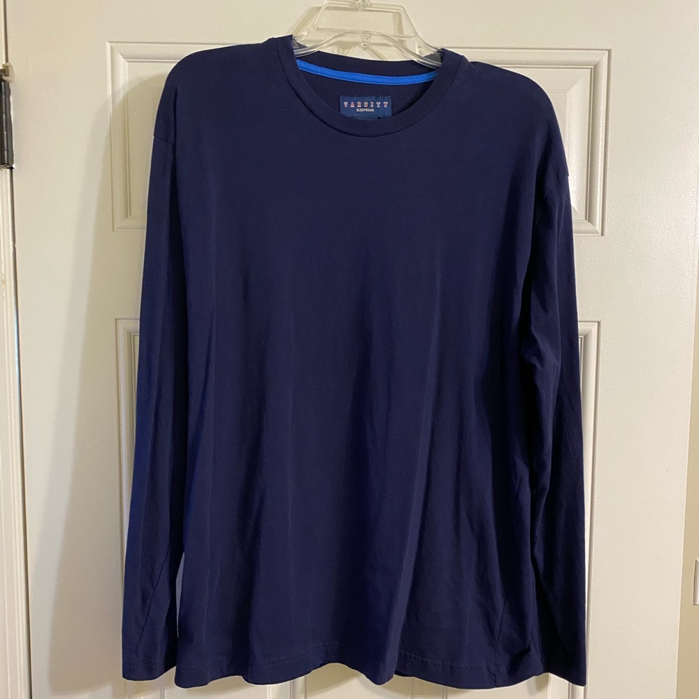 Varsity Sleepwear Cotton Navy Top - Large